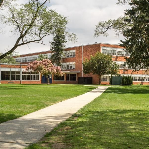 exterior view of a typical American school building