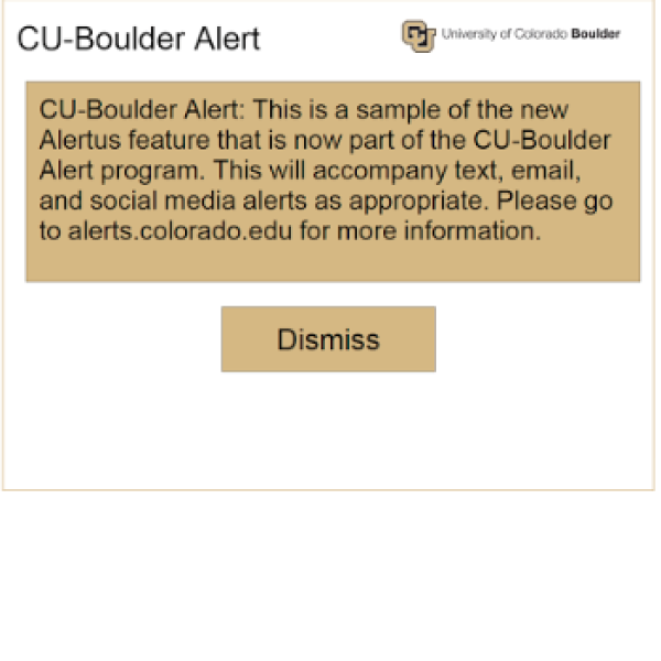 Screen capture of an Alertus popup window