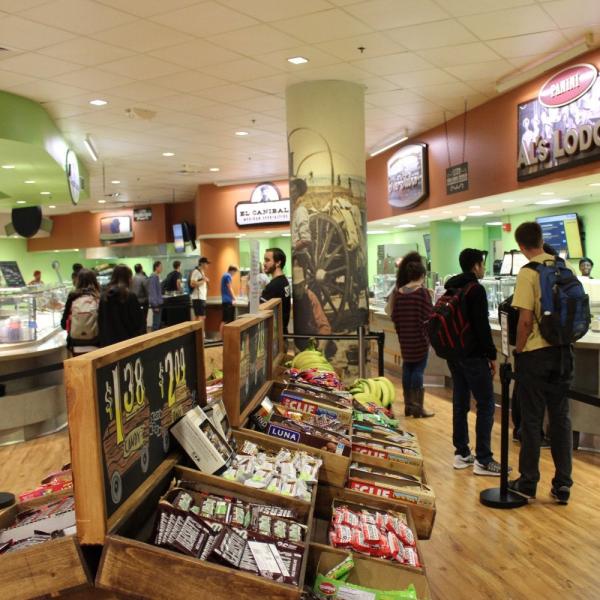 Students line up outside Alferd Packer Grill