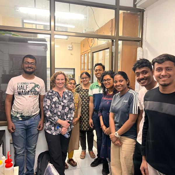 Amy Palmer with students in Mumbai