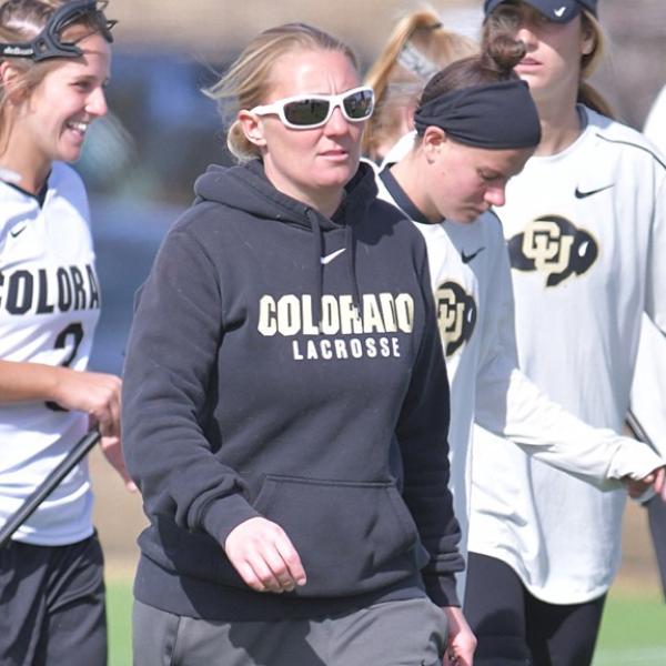 Head coach Ann Elliott with her nationally-ranked lacrosse team