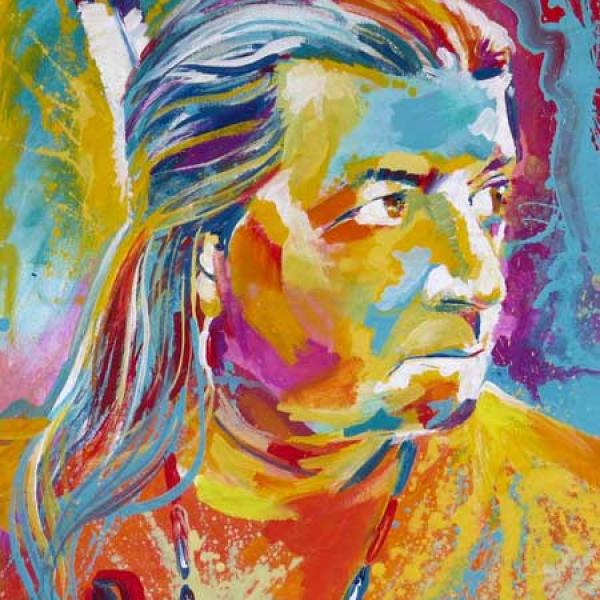 Colorful illustration of Native American