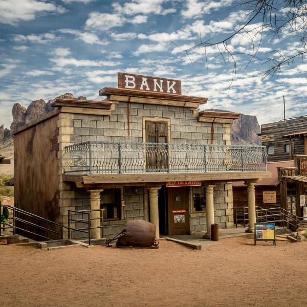 A ghost town bank.