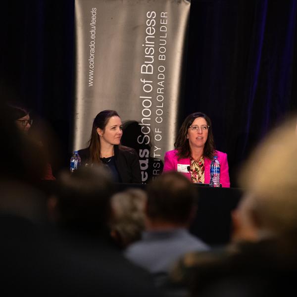 Christy Hynes, vice president of global metal supply chain at Ball, answers a question during the Business Economic Outlook Forum