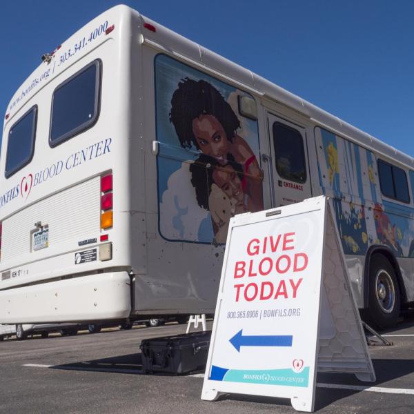 Bonfils blood drive bus