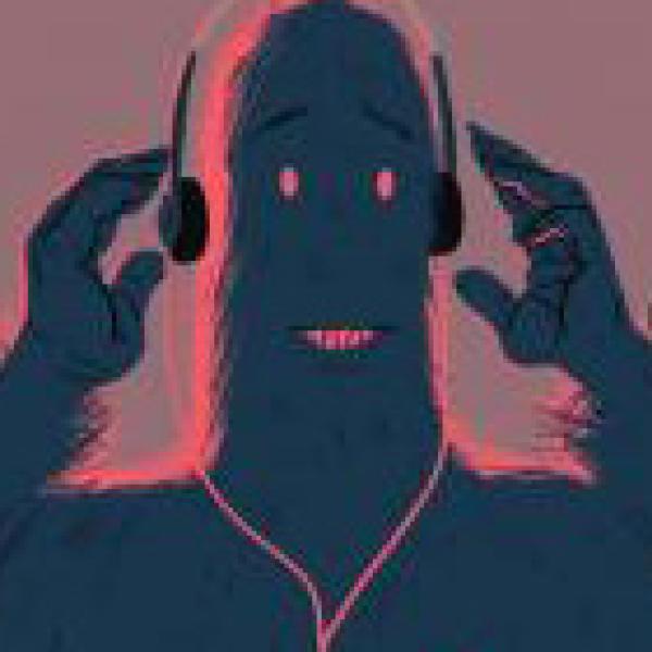 Graphic of big foot with headphones