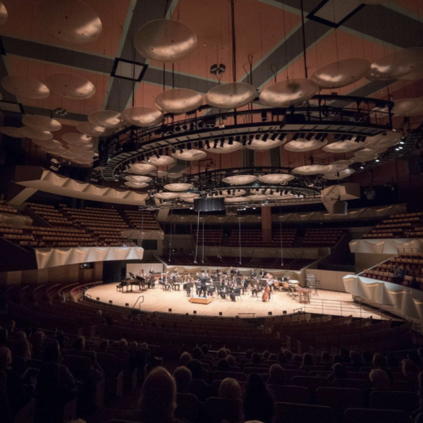 musicians on stage at Boettcher Concert Hall in Denver