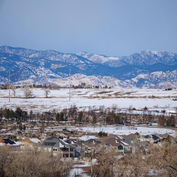 View of a Superior, Colorado, neighborhood burned in the Marshall Fire