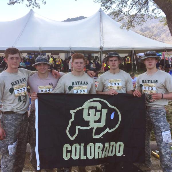Cadets David McCormick, Colin Campbell, Maxwell Leicester, Cary Sullivan and Andrew Dahm post-race