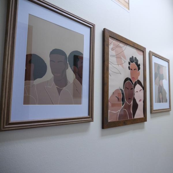 Framed art work in the Center for African and African American Studies