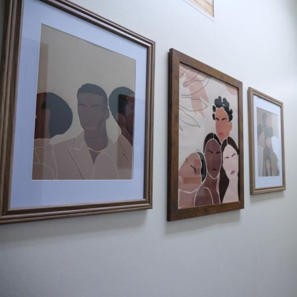 Artwork on the walls in the Center for African and African American Studies