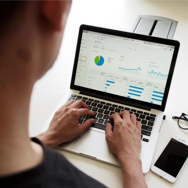 Person creating a budget using an online program