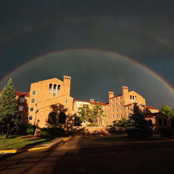 Double rainbow over a CU building