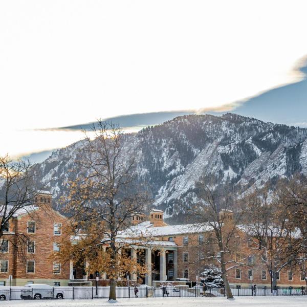 snowy day on campus