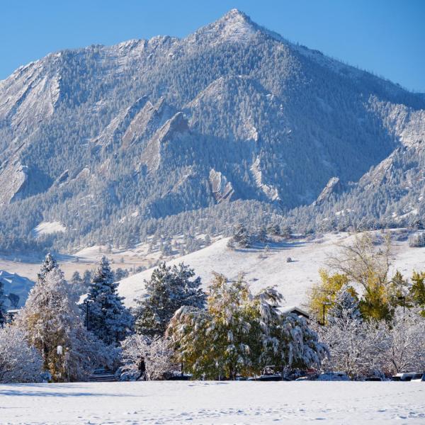 Flatirons covered in snow