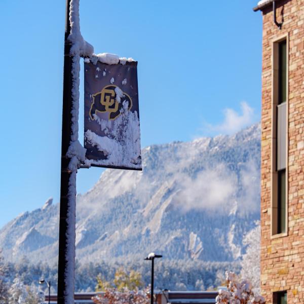 CU sign with snow