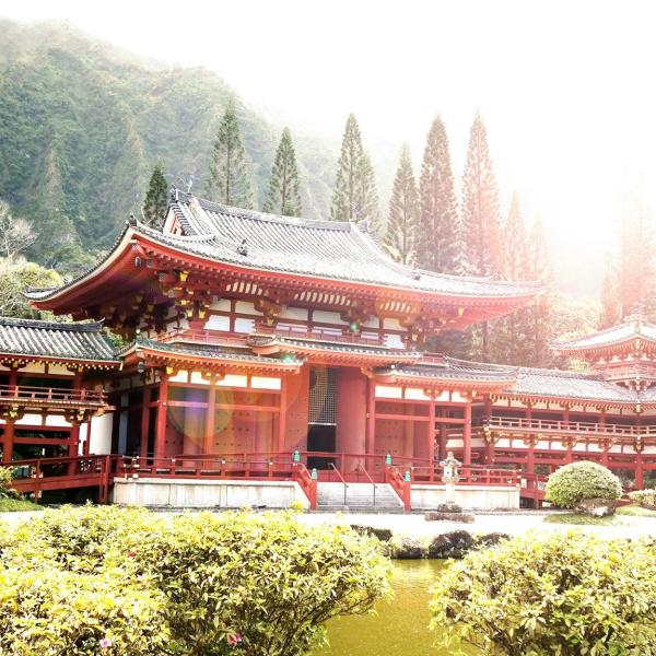Traditional red palace in Japan