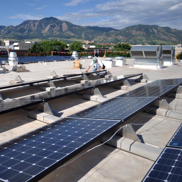 solar panels on the roof of the Center for Innovation and Creativity