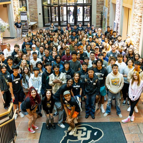 Group of first-generation students pose for a photo