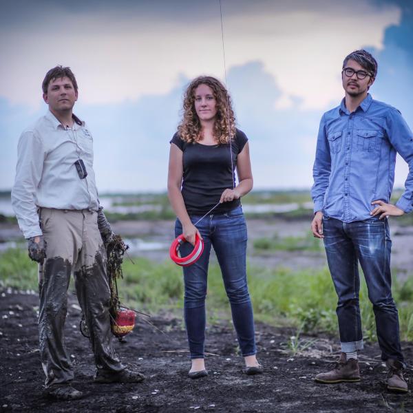 Scott Eustis (left), Shannon Dosemagen and Jeff Warren were part of the Public Lab response to the “Deepwater Horizon” disaster, using low-cost cameras, kites and balloons to document the BP oil spill.