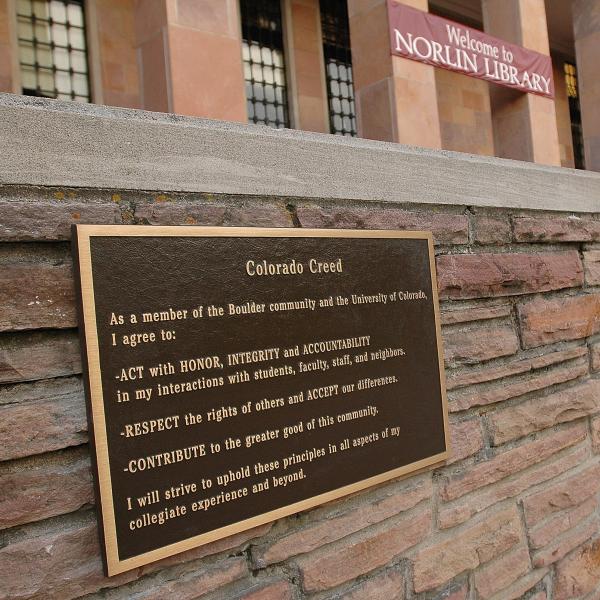 Photo of Colorado Creed plaque.