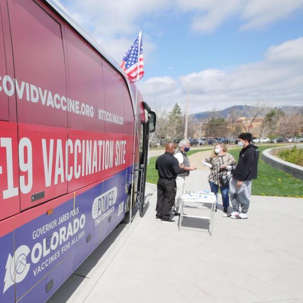 A mobile COVID-19 vaccine clinic on the CU Boulder campus