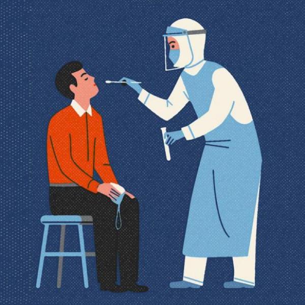 illustration of person being tested for COVID-19