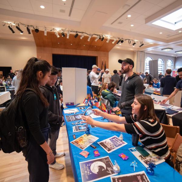 Tables at the spring Involvement Fair