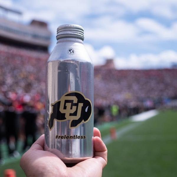 CU Buffs sustainable aluminum water bottle