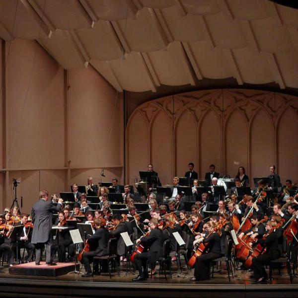 CU Symphony Orchestra on stage