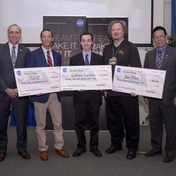 Aerospace master's student Ben Fried with the other winners