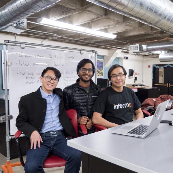 CU Boulder students and founders of informu at the Idea Forge in Boulder