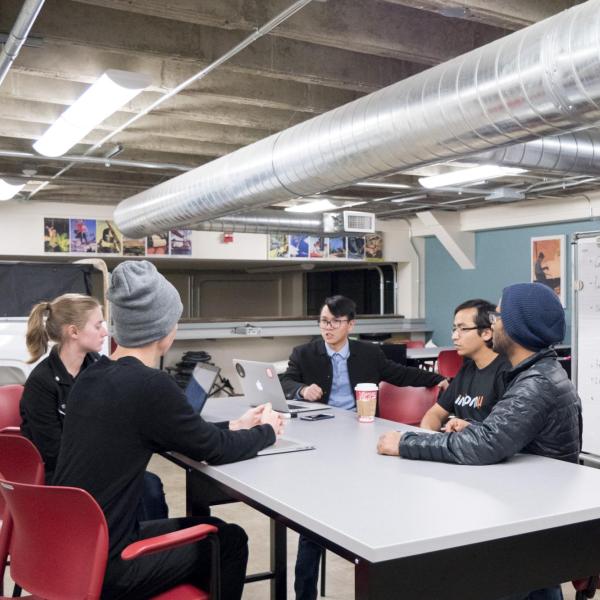 Students gather in the Idea Forge