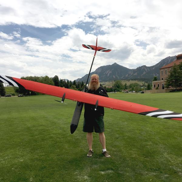 Pilot Dan Hesseliusl with drone aircraft