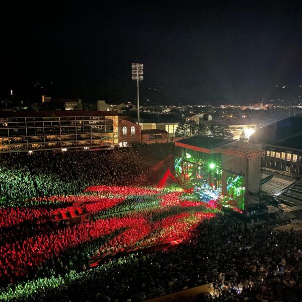 Nighttime concert at Folsom Field
