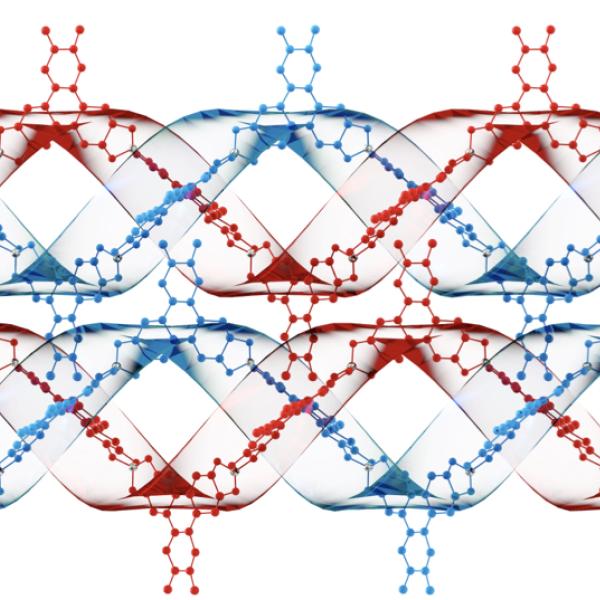 Illustration of a double helical covalent polymer