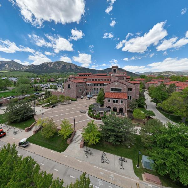 aerial view of CU Boulder campus