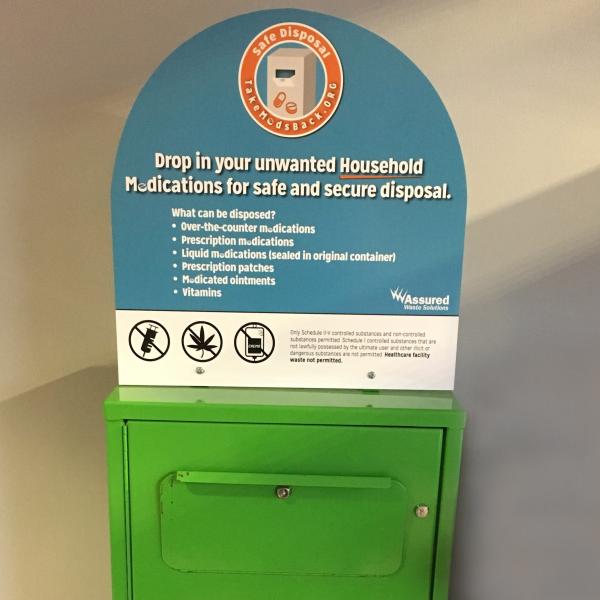 Prescription take-back box in the Police and Parking Services building