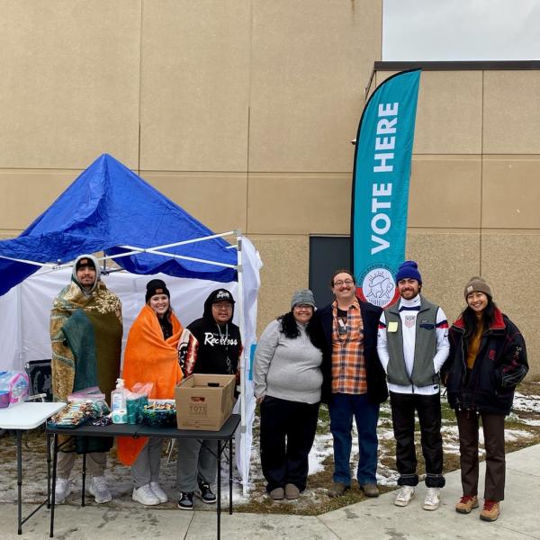 Volunteers at the voting location at the Turtle Mountain Reservation in North Dakota