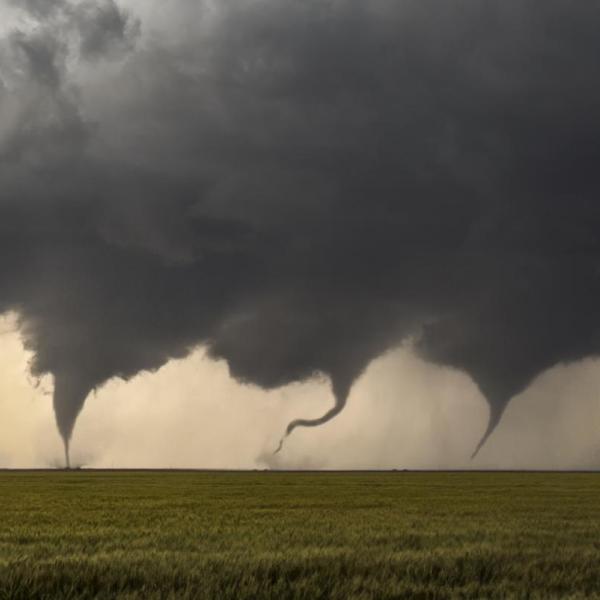Photomontage of the evolution of a tornado