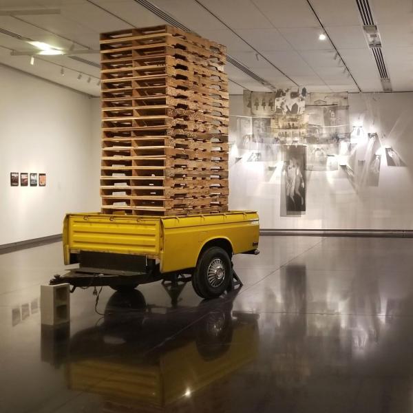 Faculty Exhibition: 2017 features bed of old yellow Datsun pickup