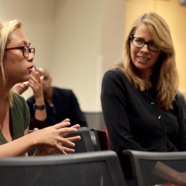2015-16 Faculty Fellow Beth Osnes, right, is an associate professor and director of graduate studies in theatre.