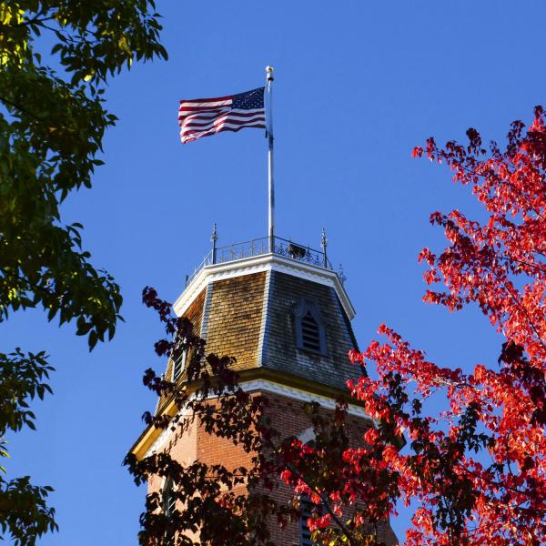 Old Main and fall foliage