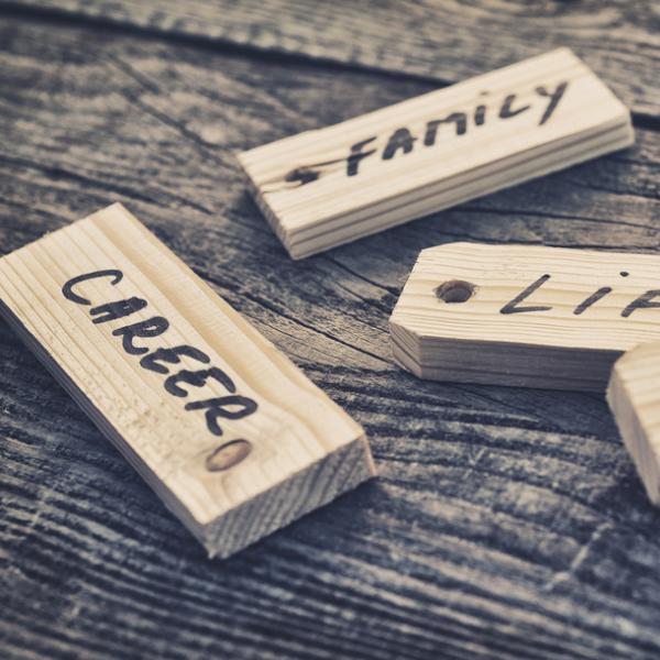 Pieces of wood read: Career, family, life, hope