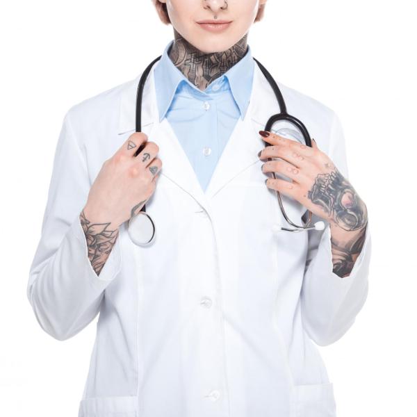 image of tattooed medical professional