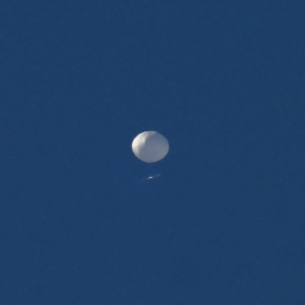 A Chinese surveillance balloon in U.S. airspace before it was shot down by the U.S. military