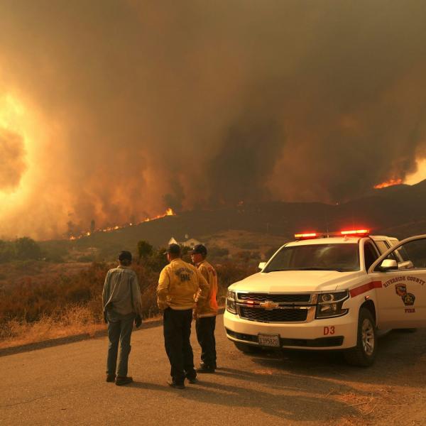 firefighters working near wildfire