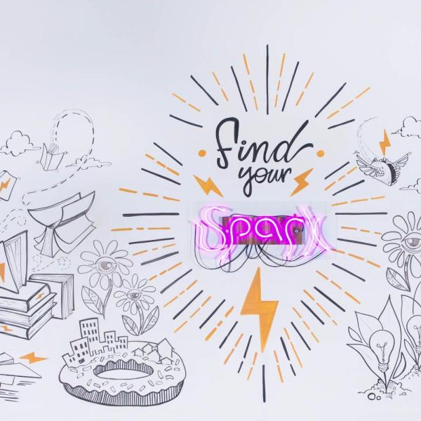 "Find your spark" entrepreneurial space mural