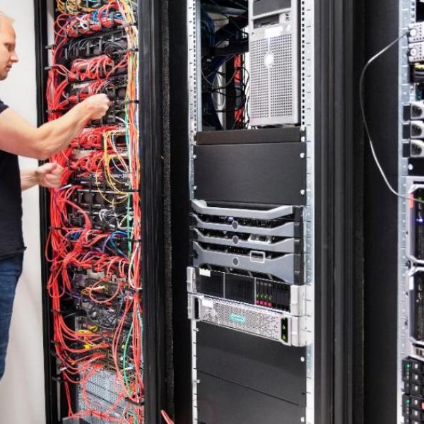 person working on server
