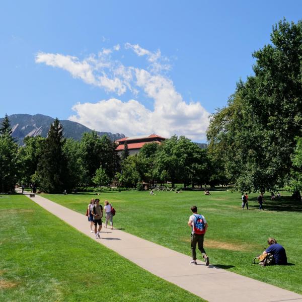 students walking on campus